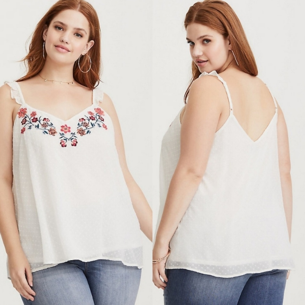 Torrid size 0 embroidered clip dot cami